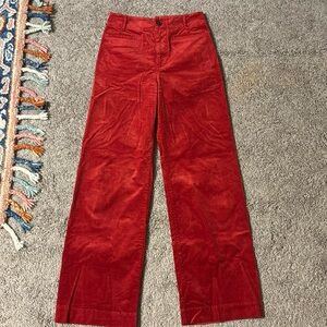 Anthropologie Maeve Collette Red Full Length Corduroy Pants